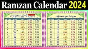 Ramadan Calendar 2024 Pakistan
